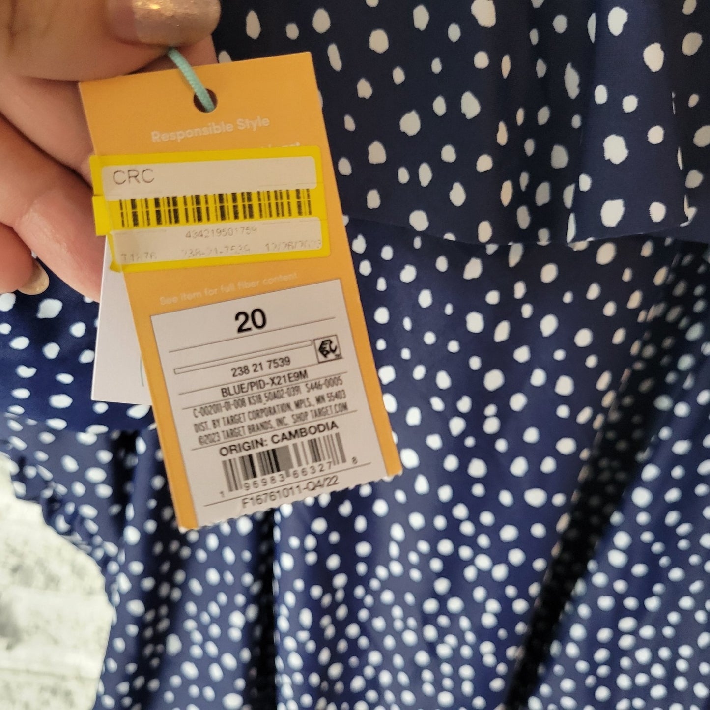 Kona Sol Women's 20 Plus Size One Piece Swimsuit Blue White Polka Dot Ruffle Bra