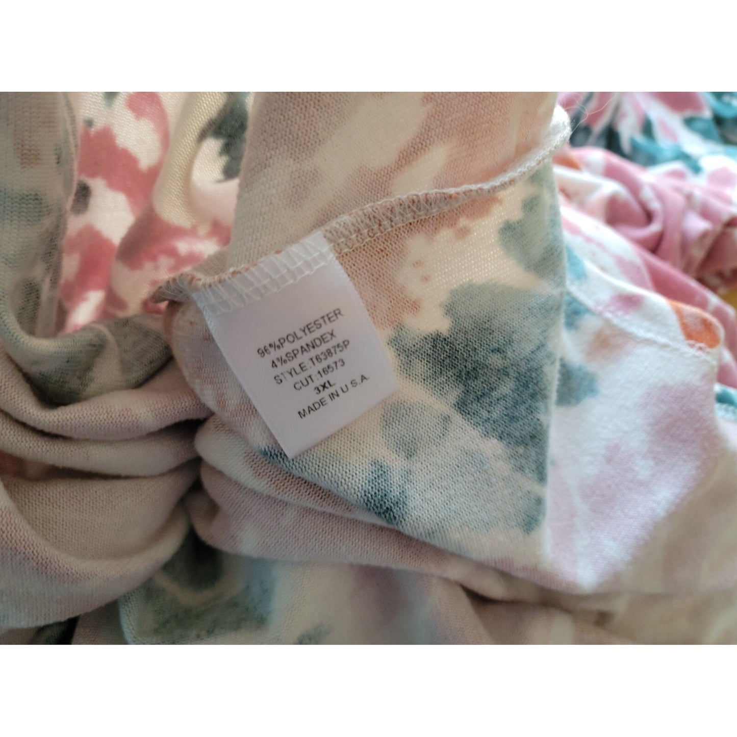 Oddy Womens Top 3XL Plus Tunic Puff 3/4 Sleeve Brown Watercolor Poly Blend