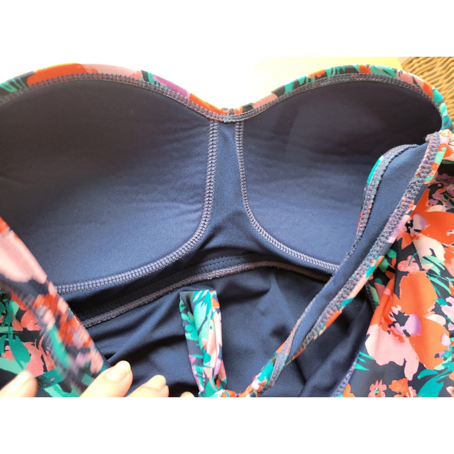 Catalina Women Swimsuit 2X 18W 20W Plus One Piece Built in Bra Halter Red Floral