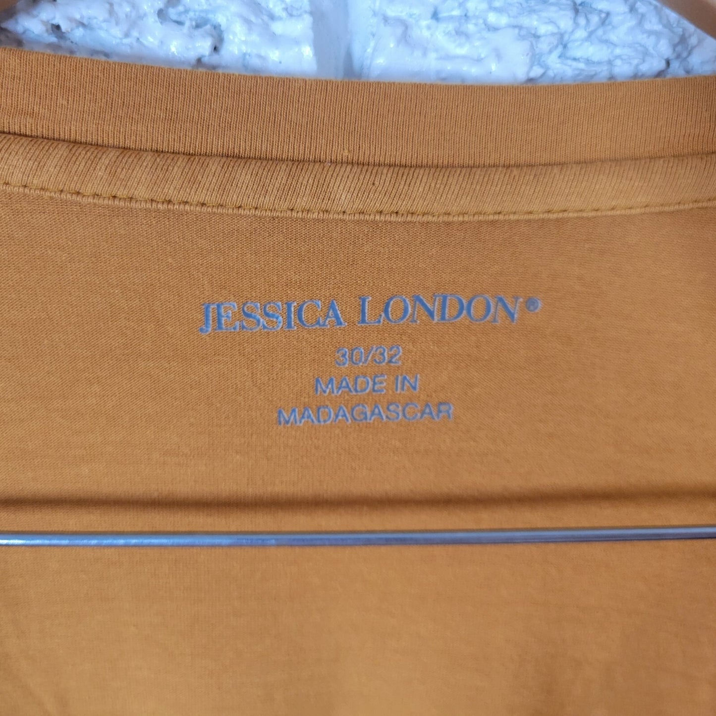 Jessica London Womens Top 30 32 Plus Tee Tunic 3/4 Sleeve Rayon Spandex Gold