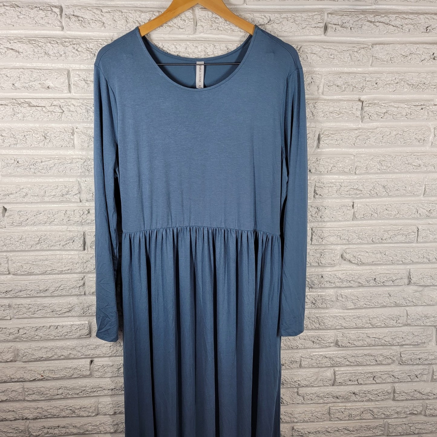 Zenana Outfitters Womens Dress 2X Plus Long Sleeve Maxi Blue Casual Comfy Travel
