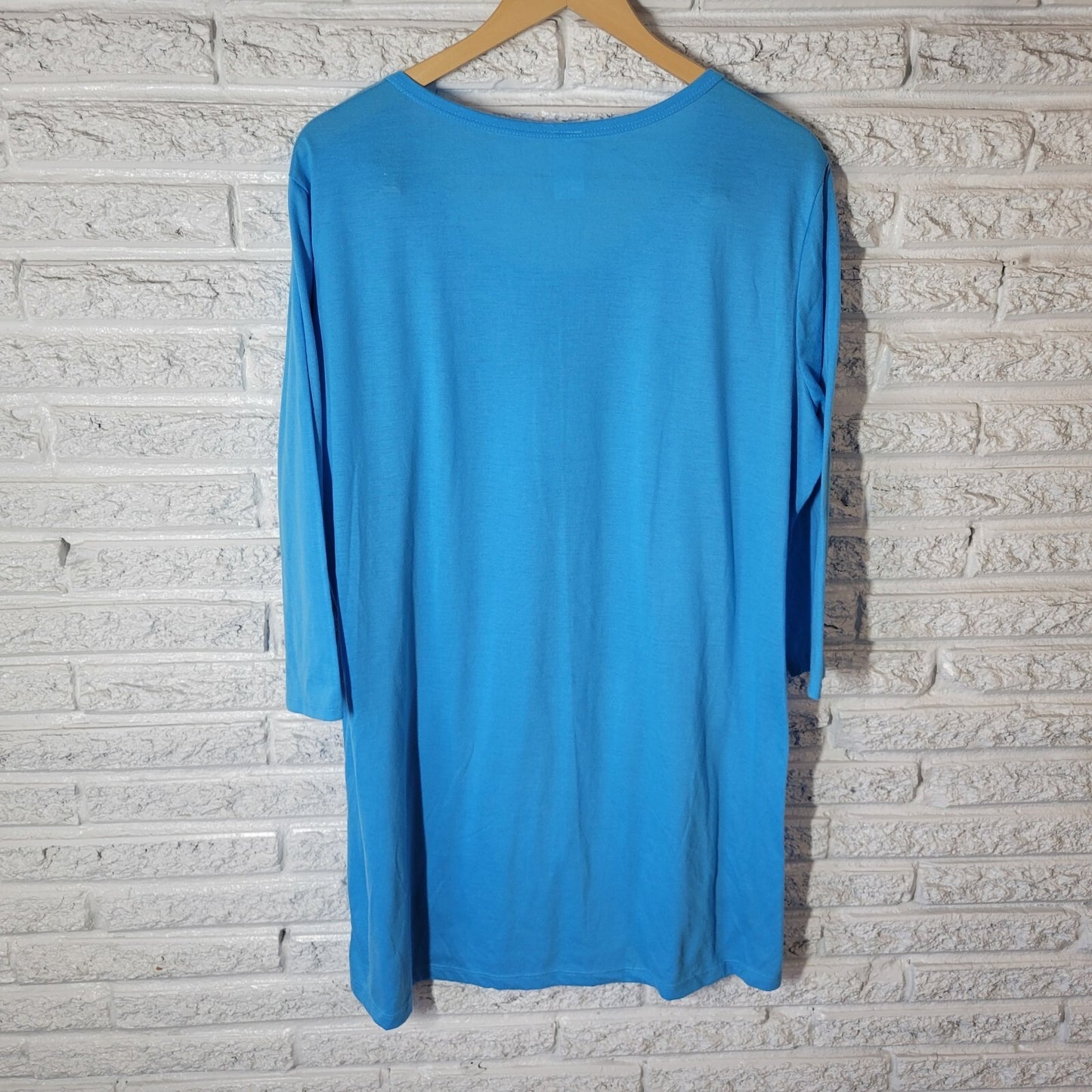 Women Sleep Shirt Nightgown 1X 2X Plus 3/4 Sleeve Blue Penguins Loungewear Comfy