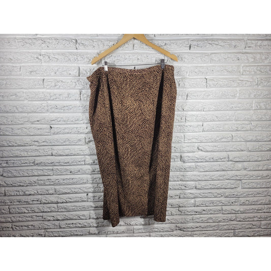 Norton McNaughton Womens Skirt 3X Plus Midi Full Polyester Brown Floral Career