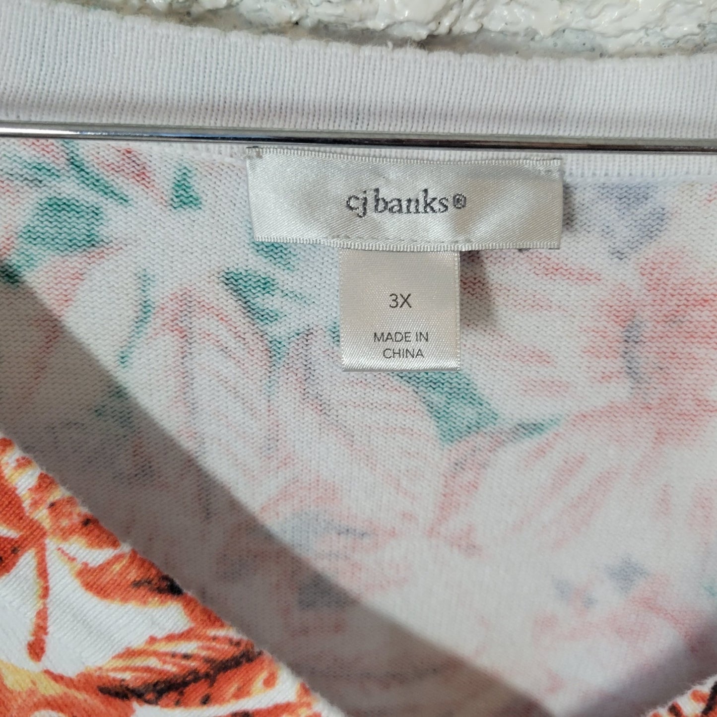 CJ Banks Womens Sweater 3X Plus Cardigan Orange Floral One Button Lightweight