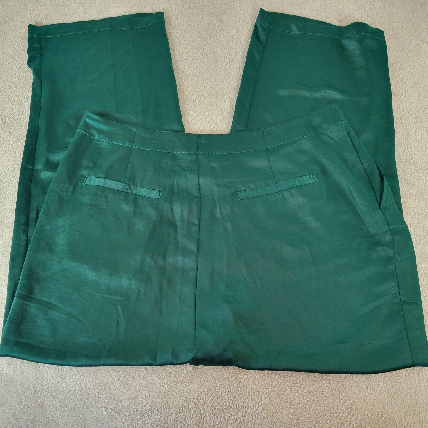 Gap Womens Pants 20 Plus Straight Leg Green Zip Fly Polyester Slick Shiny Casual