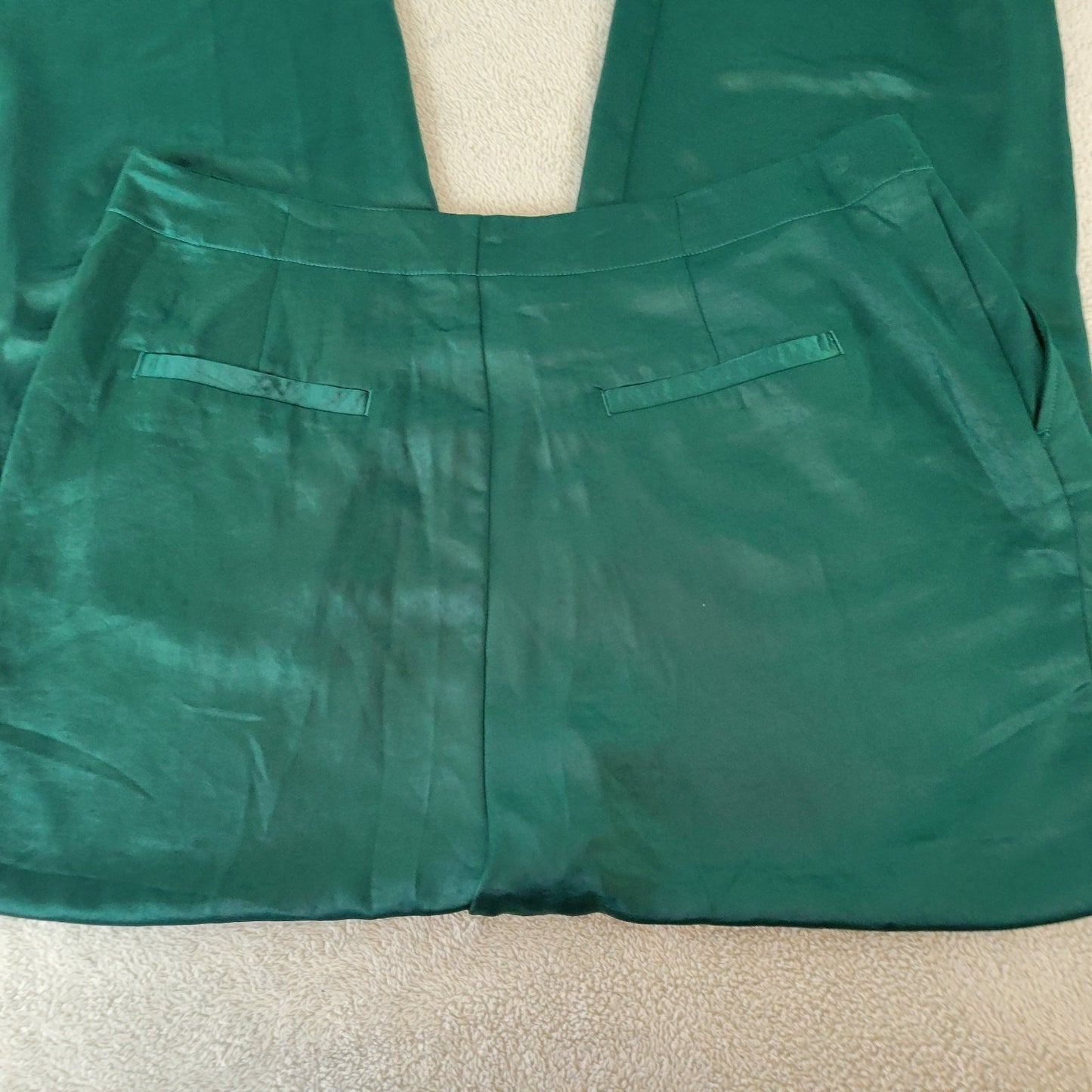 Gap Womens Pants 20 Plus Straight Leg Green Zip Fly Polyester Slick Shiny Casual