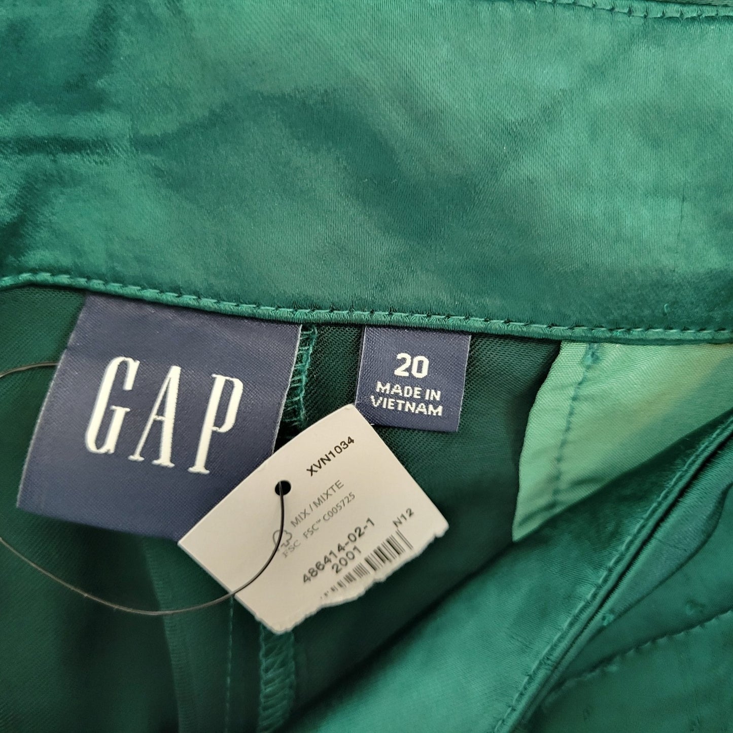 Gap Womens Pants 20 Plus Straight Leg Green Zip Fly Polyester Slick Shiny Casual