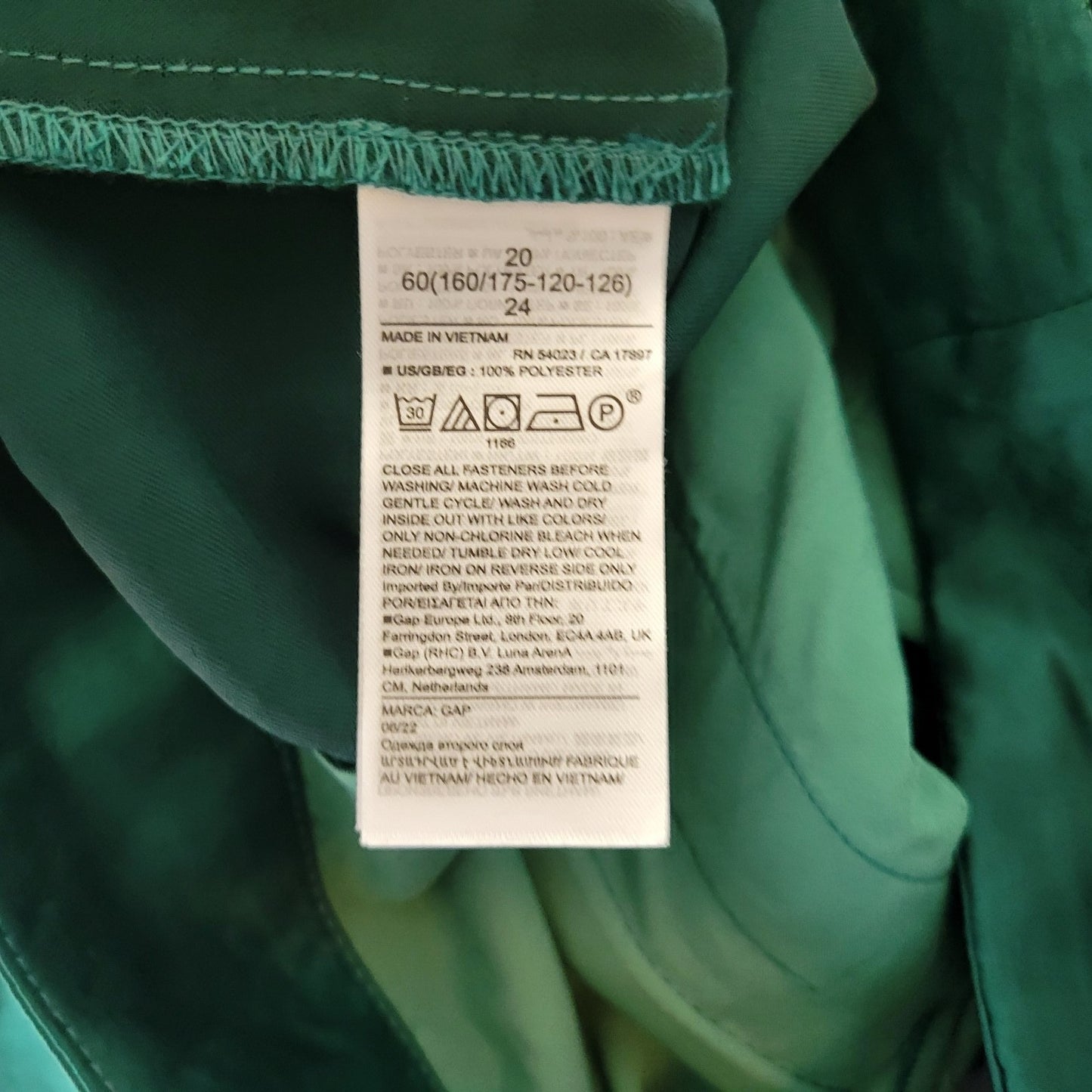 Gap Womens Pants 20 Plus Straight Leg Green Zip Fly Polyester Slick Shiny Casual