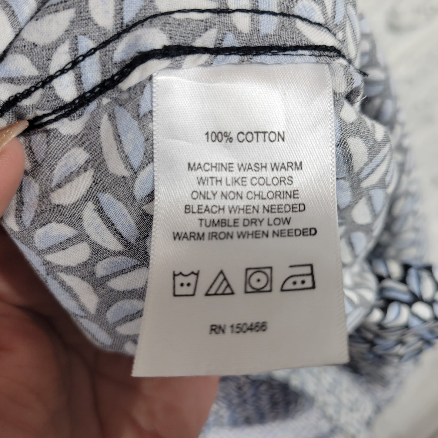 Market & Spruce Women's Plus Size 3X 100% Cotton Blue Black Geometric Button Up