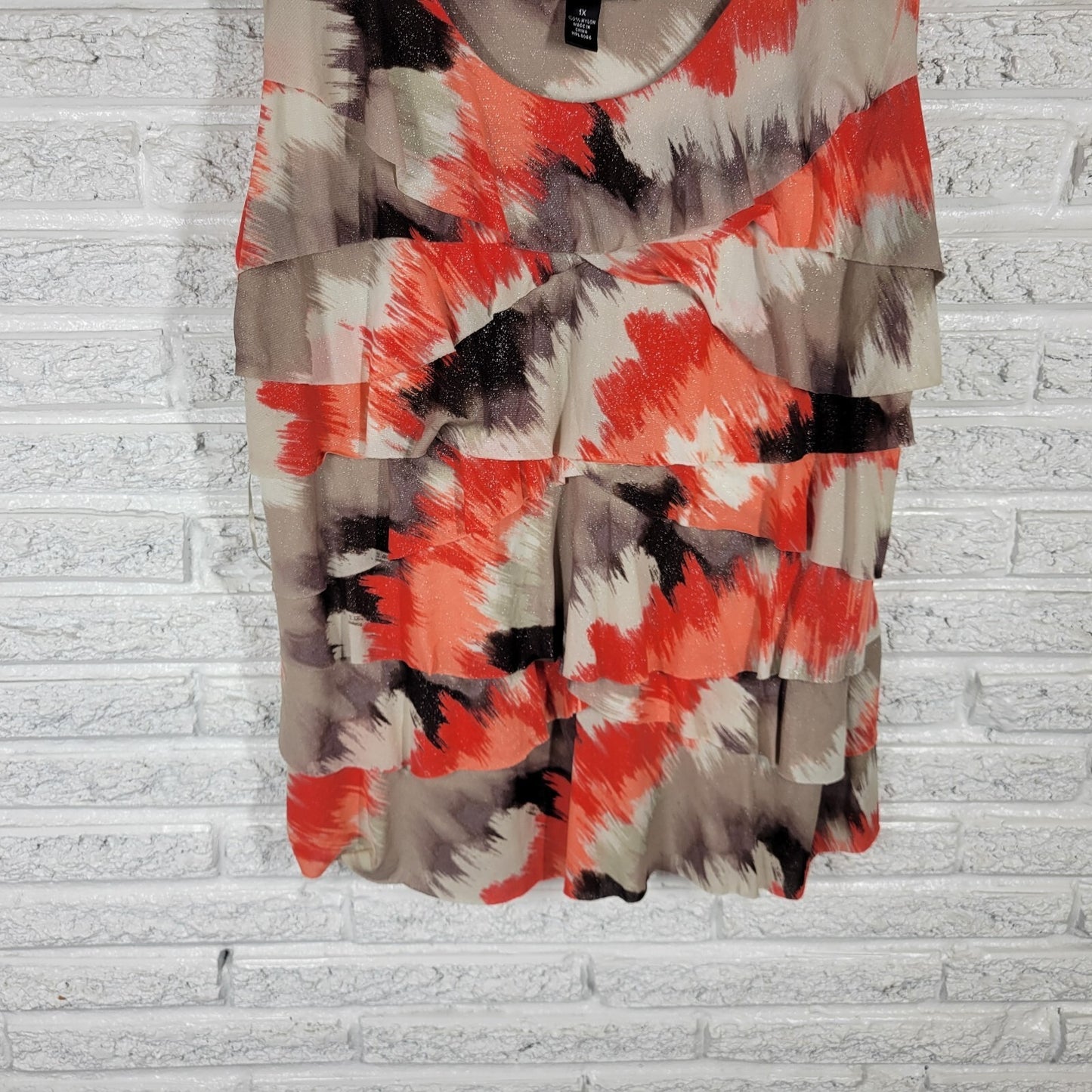 Style Co Womens Top 1X Tank Pink Gray Watercolor Lightweight Nylon Office Casual