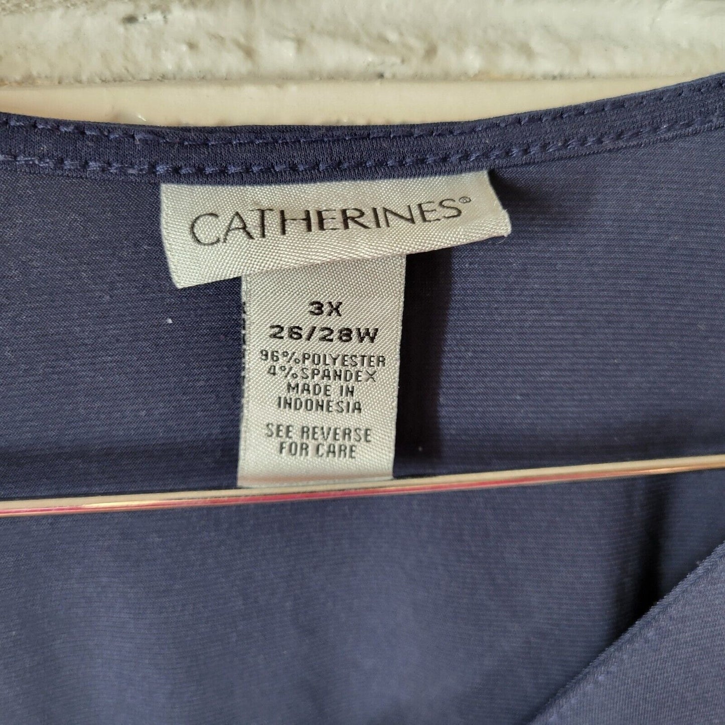 Catherines Womens Top 3X 26W 28W Knit Sleeveless Blue Keyhole Poly Blend Office