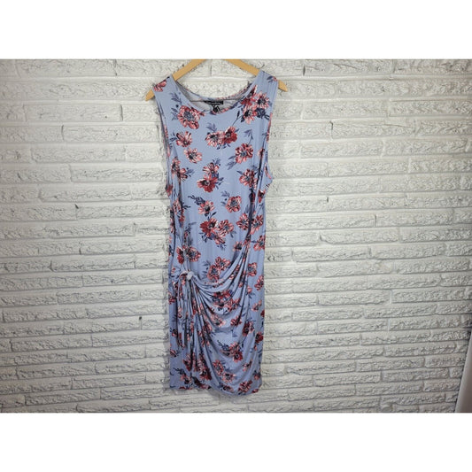Alison Andrews Womens Dress 2X Wrap Sleeveless Casual Blue Floral Rayon Blend