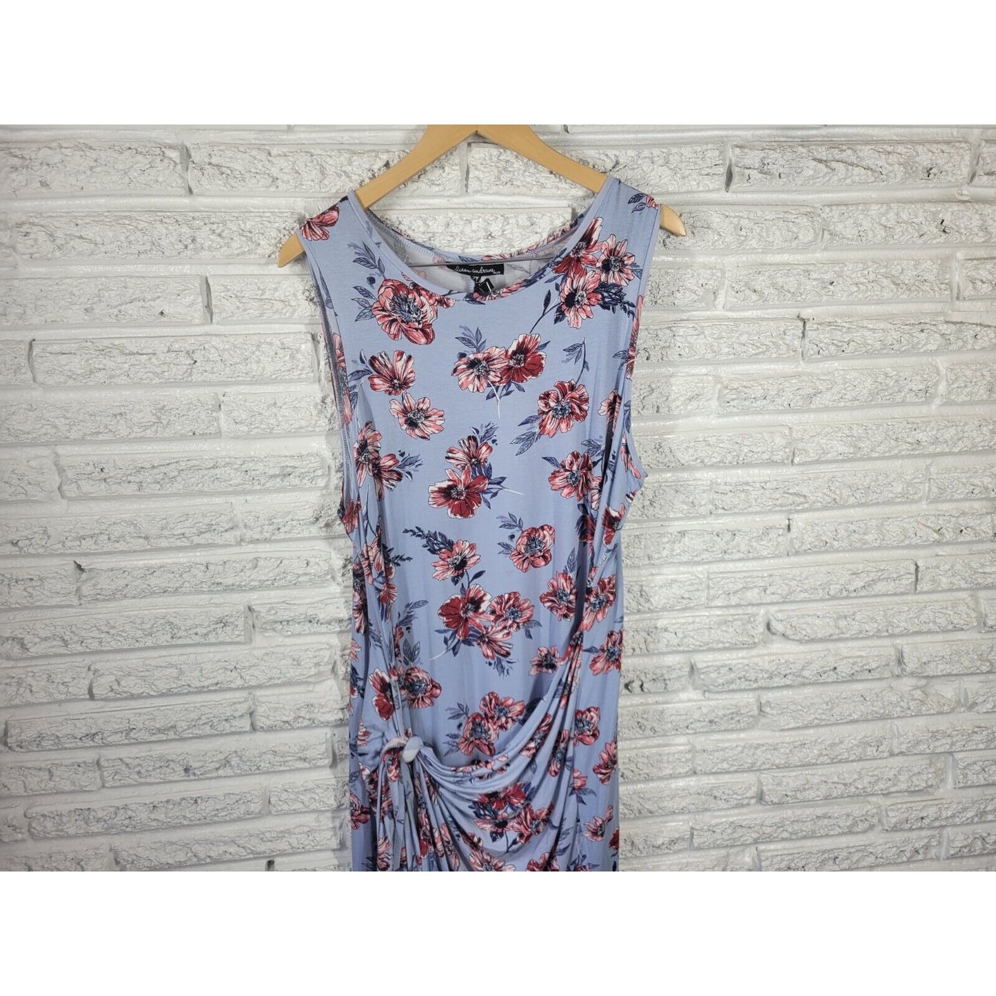 Alison Andrews Womens Dress 2X Wrap Sleeveless Casual Blue Floral Rayon Blend