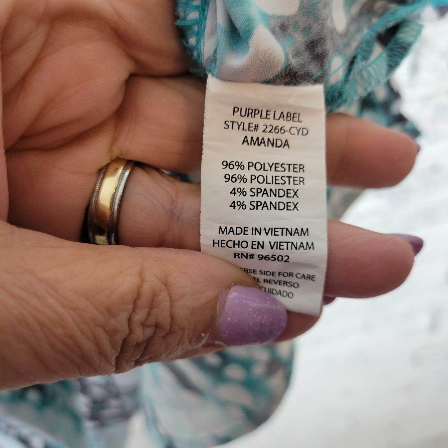 Healing Hands Unisex Scrub Top 3X Plus Blue Watercolor Poly Blend Pocket Medical