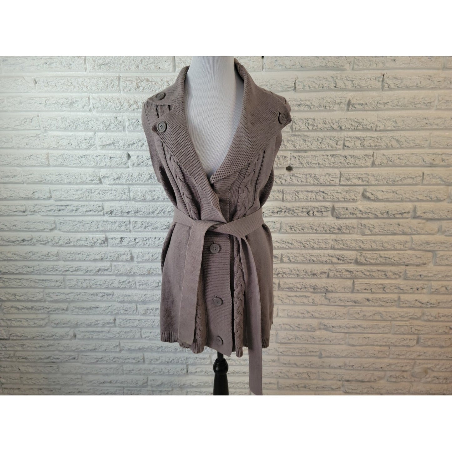 Liz Lange Target Maternity Womens Sweater XL Cardigan Collar Gray Cable Knit