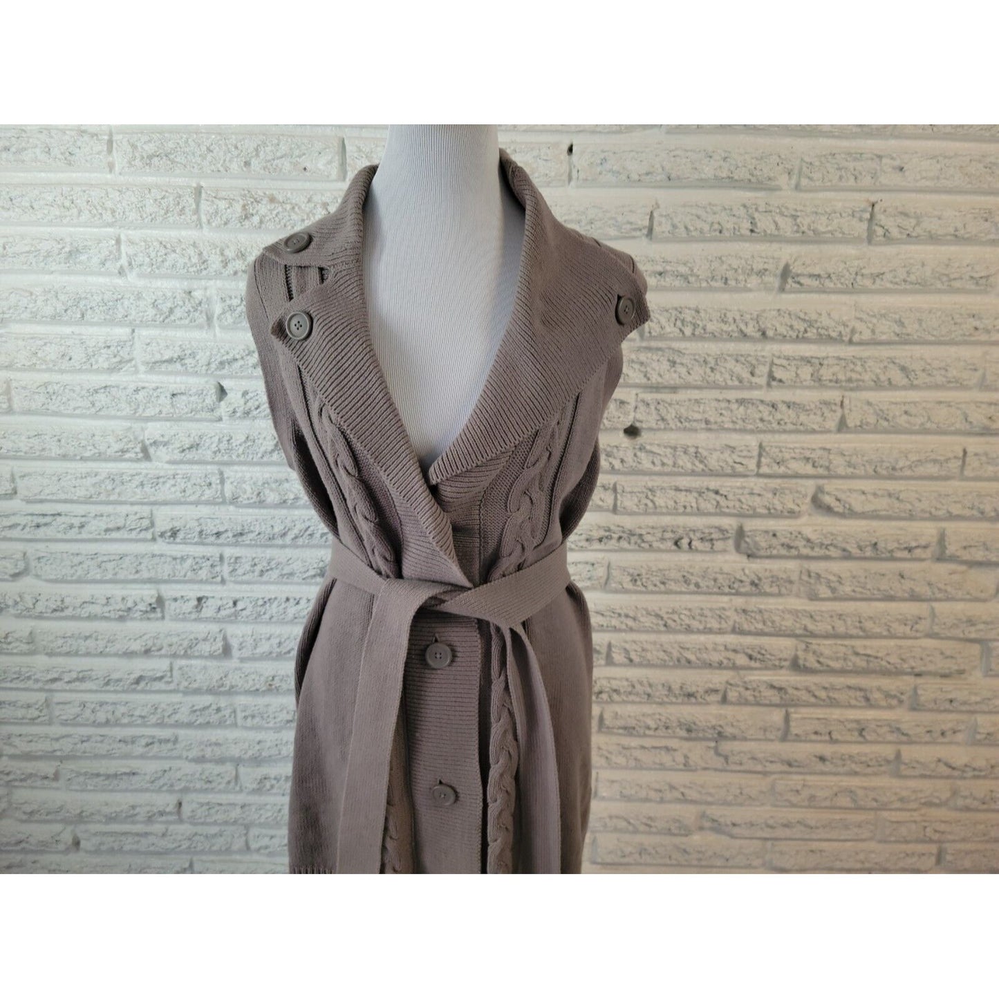 Liz Lange Target Maternity Womens Sweater XL Cardigan Collar Gray Cable Knit