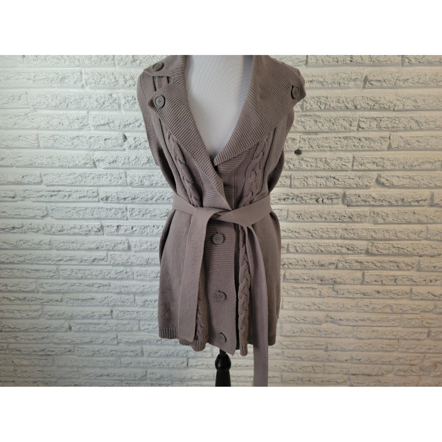 Liz Lange Target Maternity Womens Sweater XL Cardigan Collar Gray Cable Knit