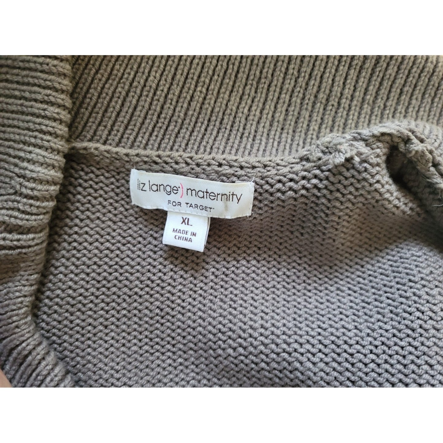 Liz Lange Target Maternity Womens Sweater XL Cardigan Collar Gray Cable Knit