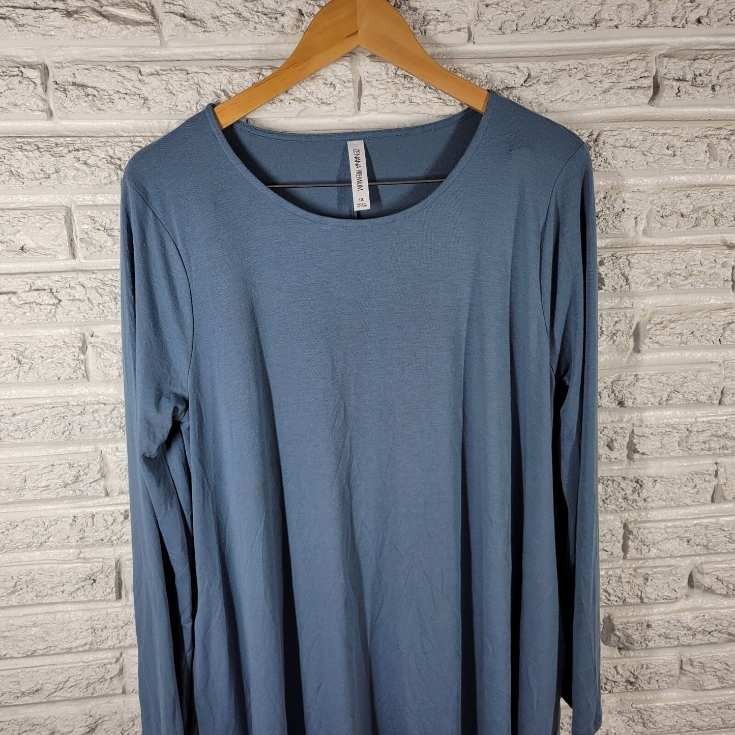 Zenana Premium Women Dress 1X Plus Mini Tunic Blue Soft Poly Blend Lightweight