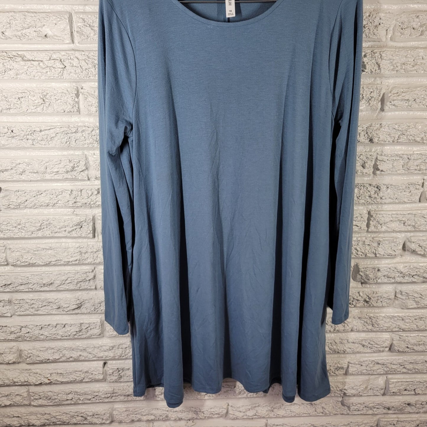 Zenana Premium Women Dress 1X Plus Mini Tunic Blue Soft Poly Blend Lightweight