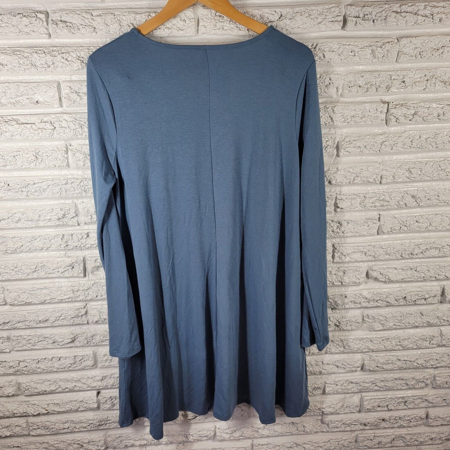 Zenana Premium Women Dress 1X Plus Mini Tunic Blue Soft Poly Blend Lightweight