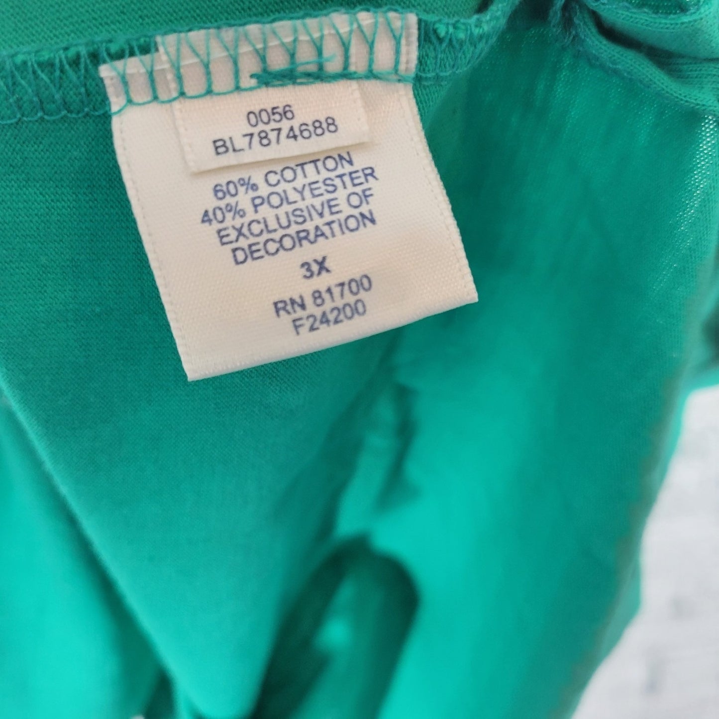 Bedford Fair Womens Top 3X Plus Long Sleeve Green Beaded Sequins Comfy Casual