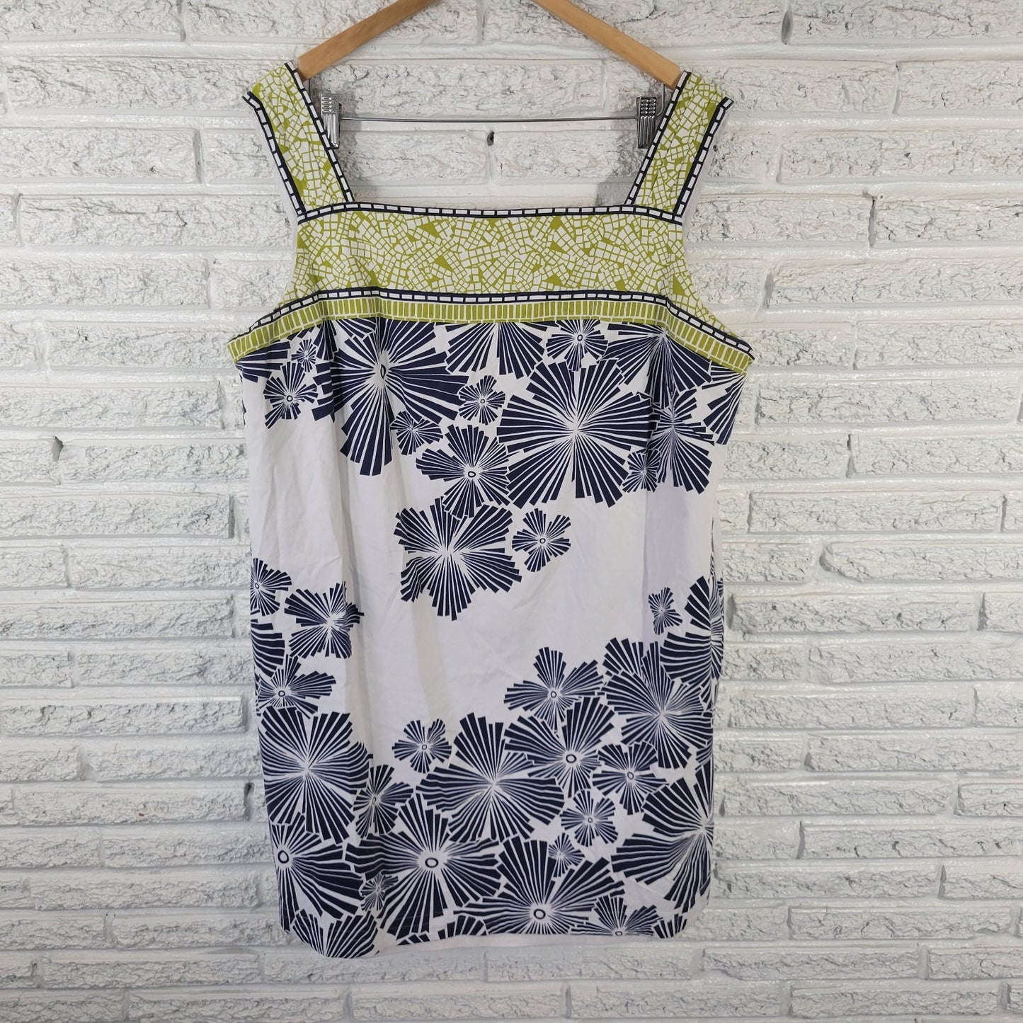 Adrianna Papell Womens Dress 22W Plus Mini Wide Strap Blue Geometric Zip Lined