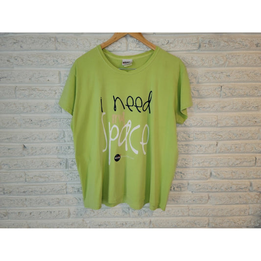 NASA Kennedy Center Adult Top Extra Large XL Tee Green I Need Space Cotton Crew
