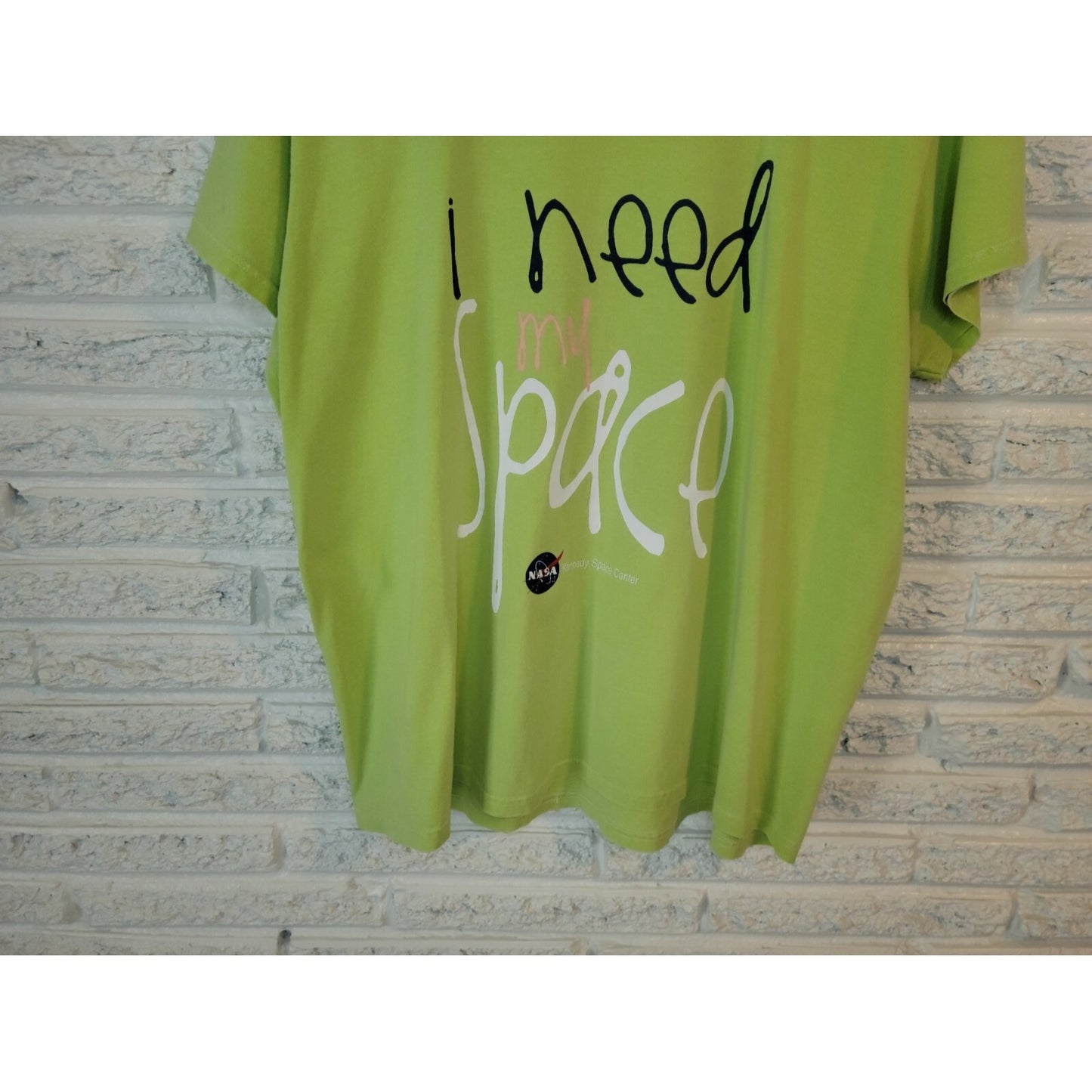 NASA Kennedy Center Adult Top Extra Large XL Tee Green I Need Space Cotton Crew