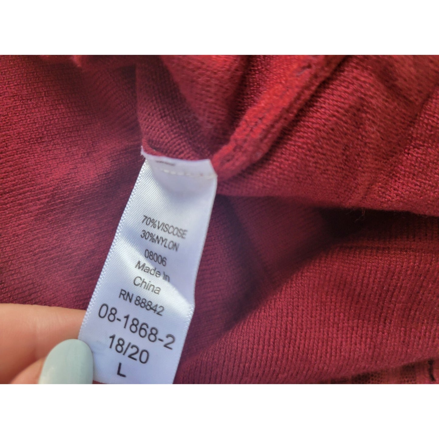 Roamans Womens Tunic 18 20 Long Sleeve Burgundy Faux Pearls Crochet Career Knit