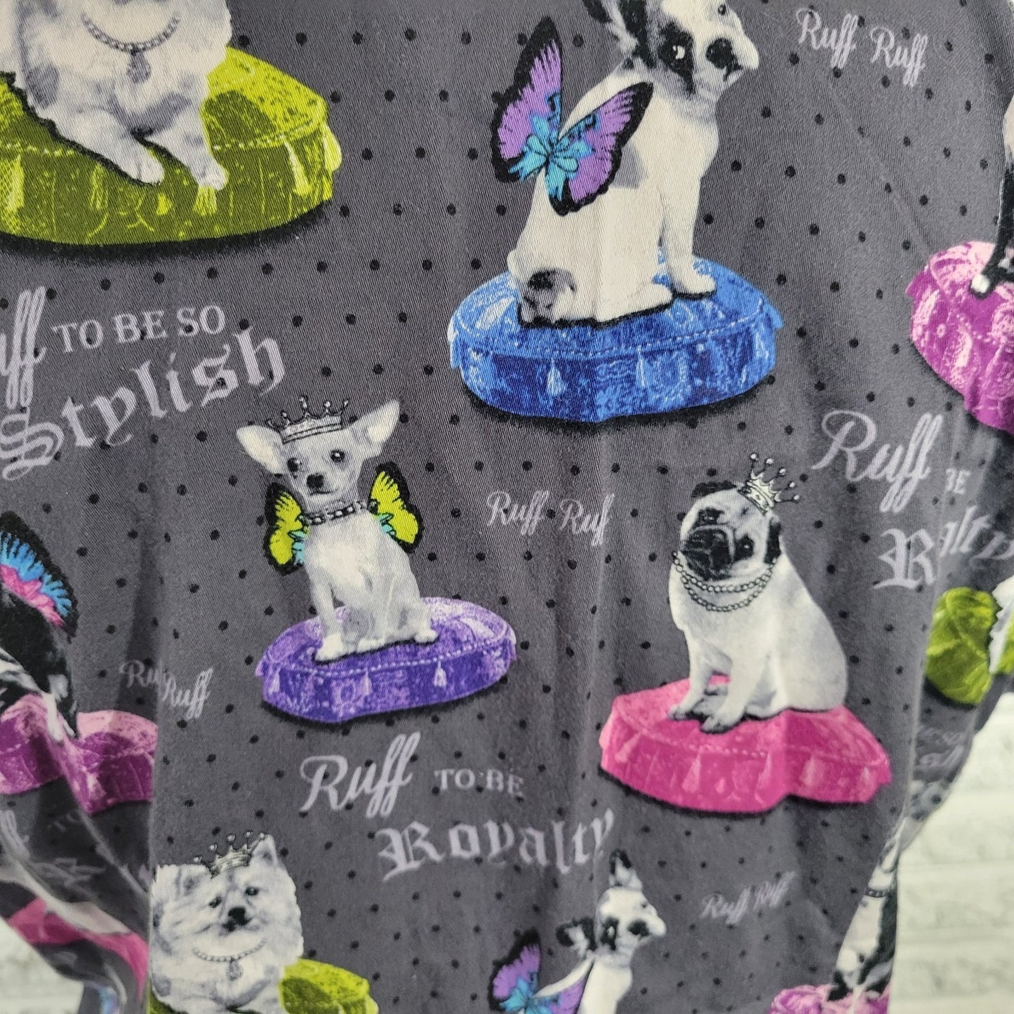 Heartsoul Unisex Scrub Top XL Short Sleeve Puppies Dogs Medical Vet Tech Cotton