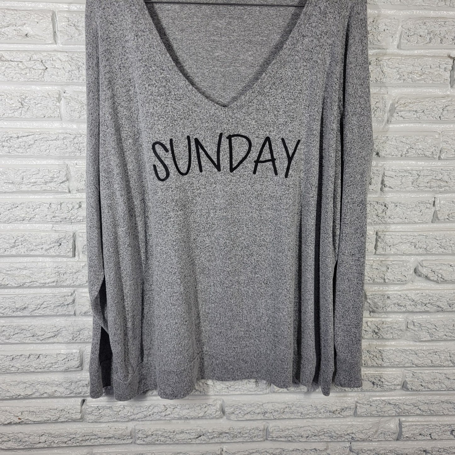 Wendy Williams Womens Sweatshirt 3X Plus Pajama Gray Sunday Lightweight Lounge