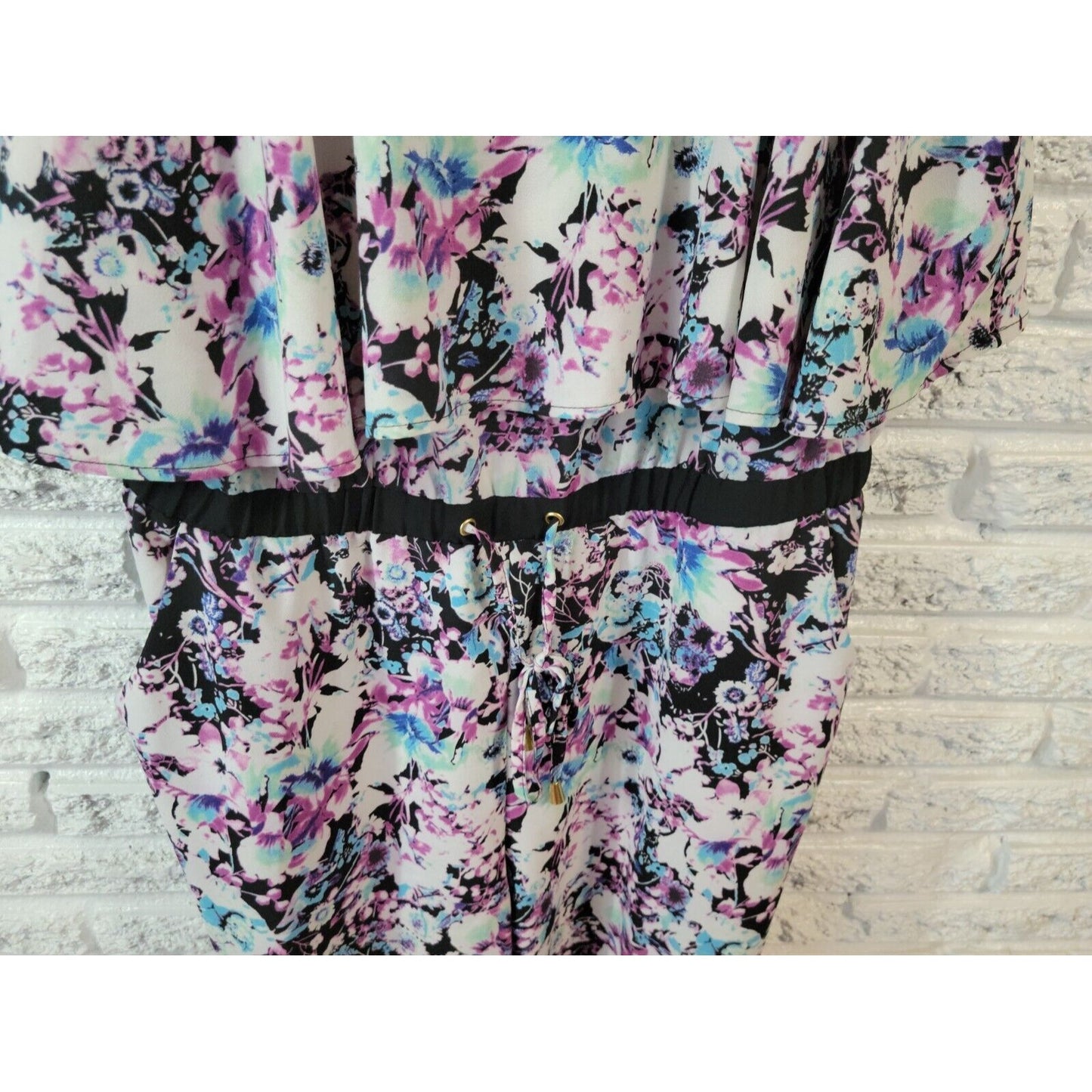 Marilyn Monroe Womens Jumpsuit Extra Large Spaghetti Strap Purple Floral Casual