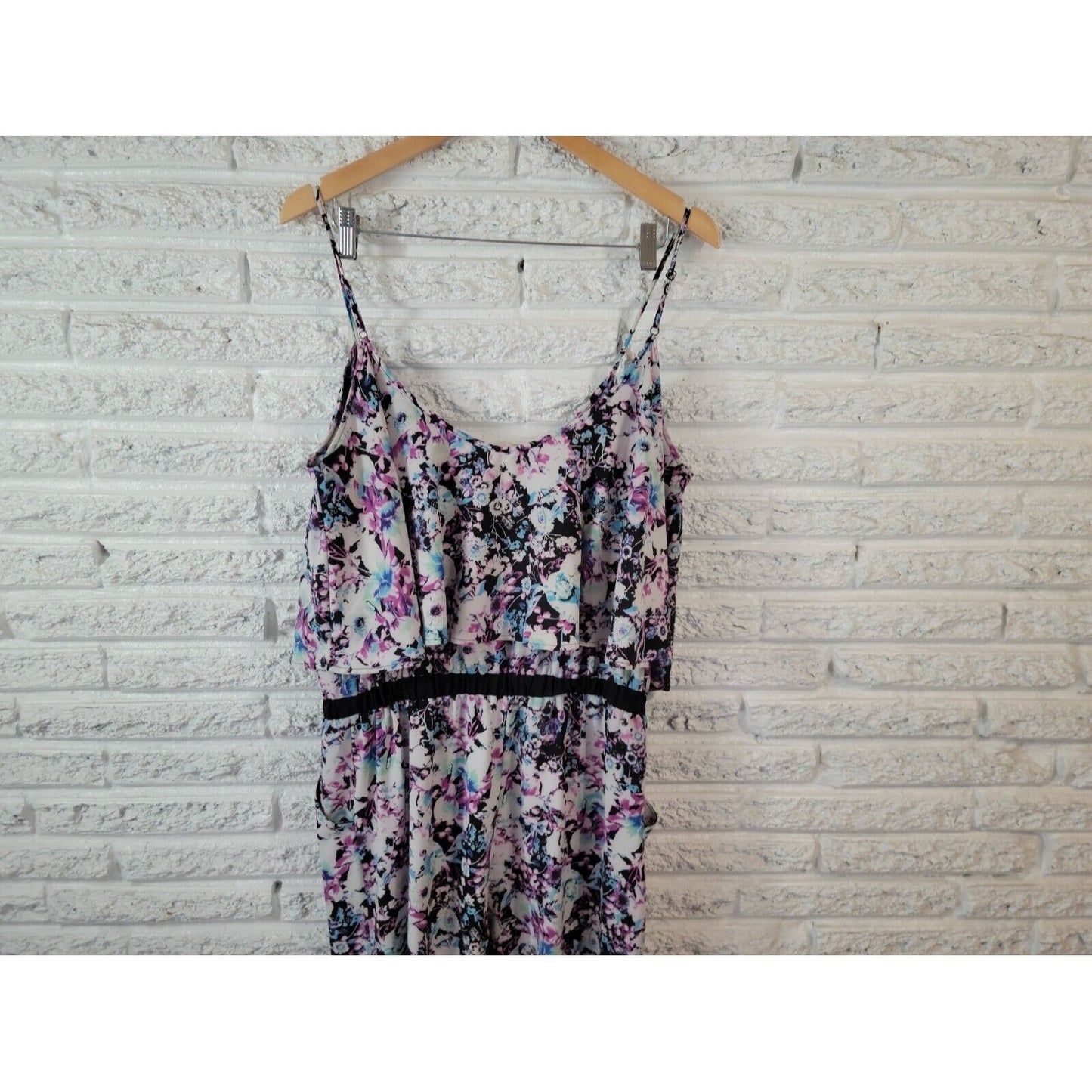 Marilyn Monroe Womens Jumpsuit Extra Large Spaghetti Strap Purple Floral Casual