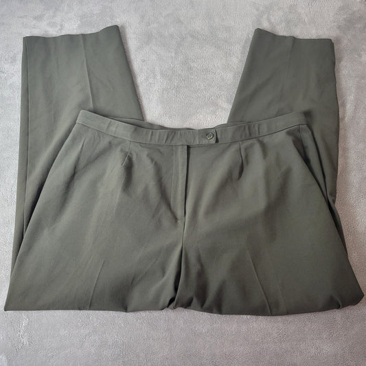 JM Collection Womens Pants 20 Plus Straight Leg Green Poly Blend Zip Fly Career