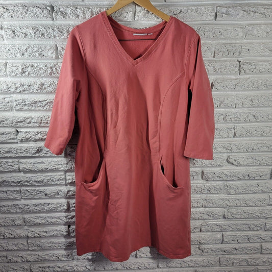 Denim Co Womens Dress Extra Large Mini Sweatshirt Coverup Pockets Orange Comfy