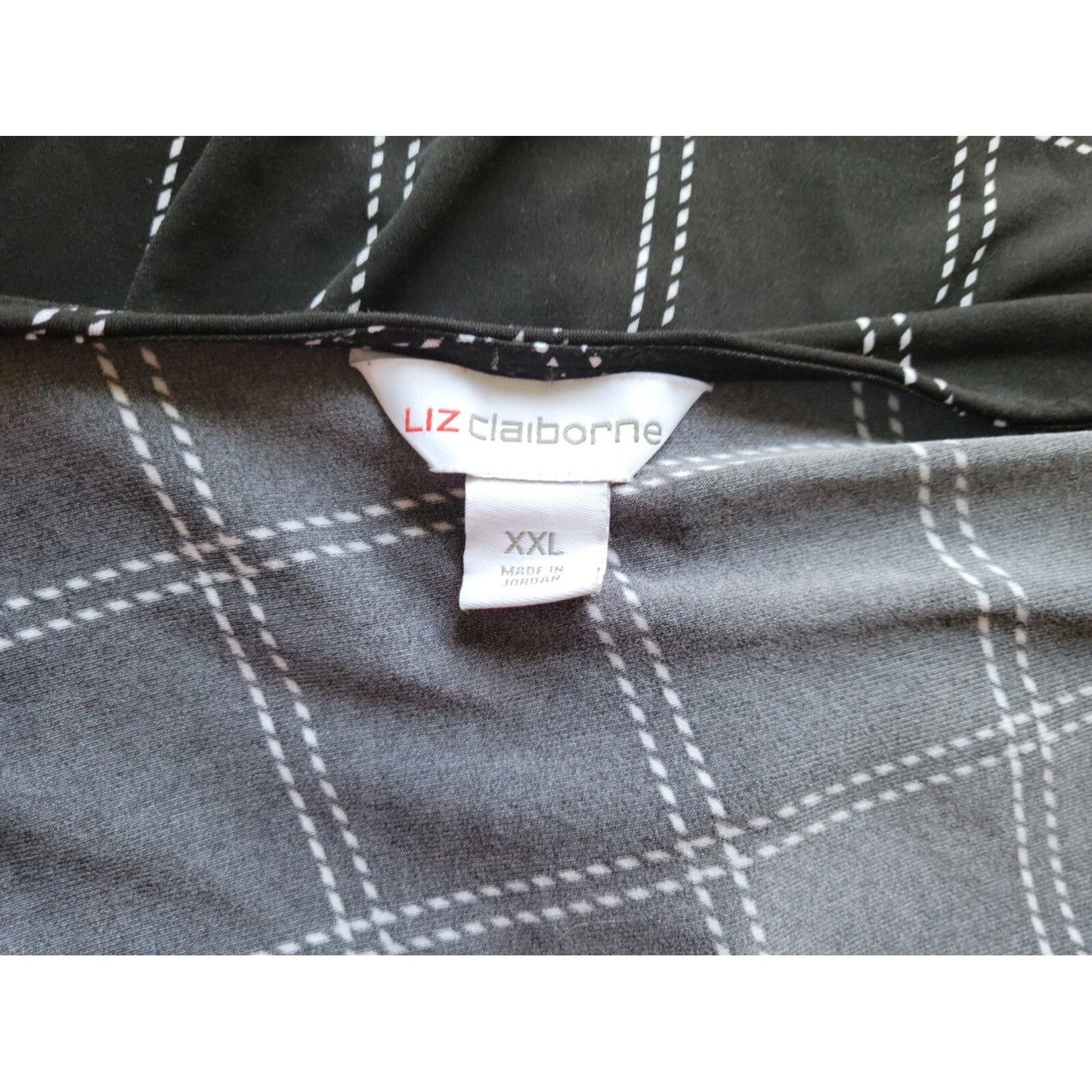 Liz Claiborne Womens Top XXL Plus Sleeveless Wrap Checkerboard Plaid Office