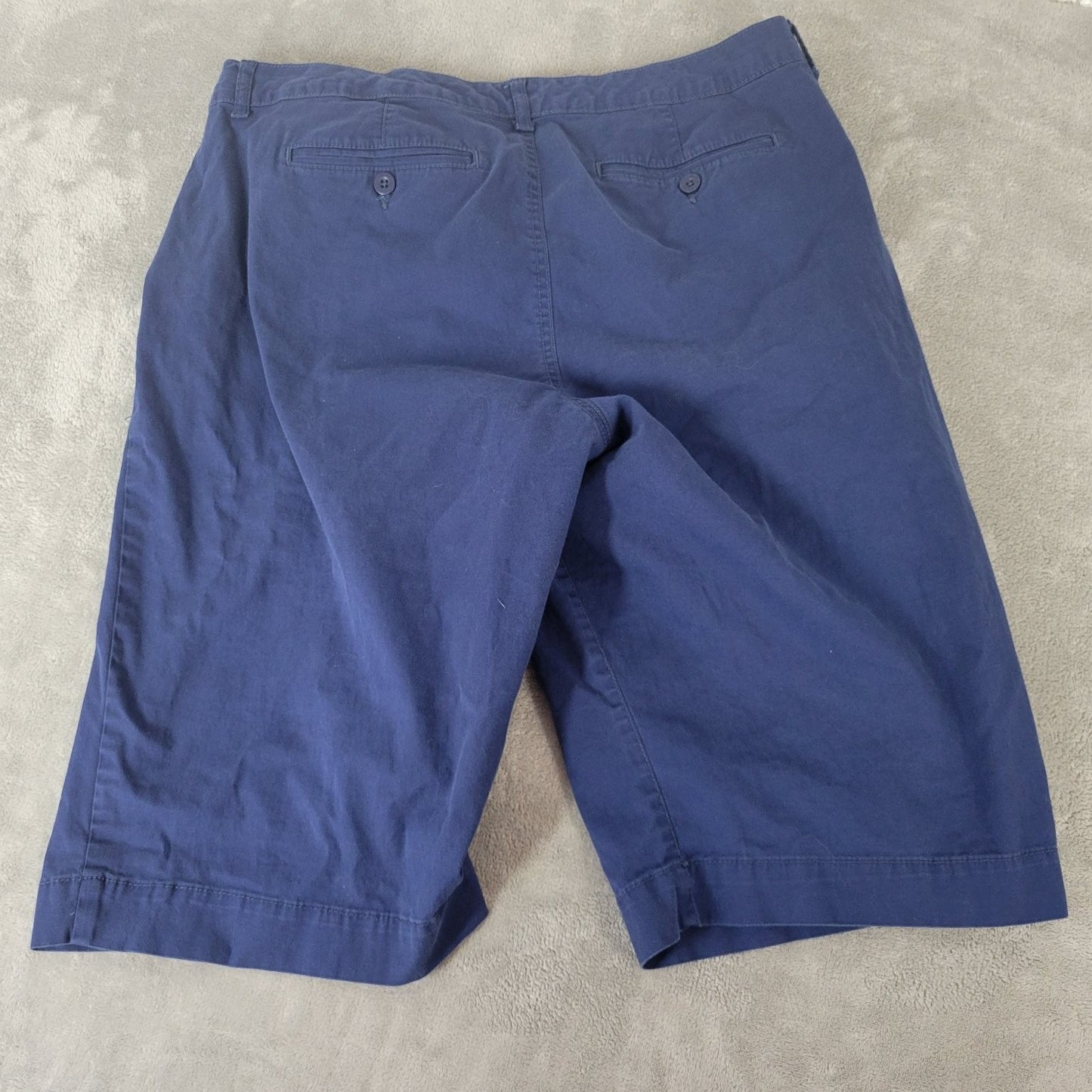 Style & Co. Women's Navy Blue Bermuda Shorts 18 Plus Cotton Spandex Comfy Zip Fly