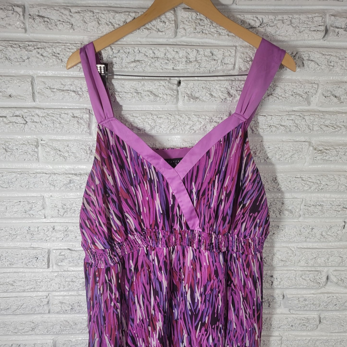 New York City Design Womens Top 22 Plus Swing Purple Watercolor Handkerchief Hem