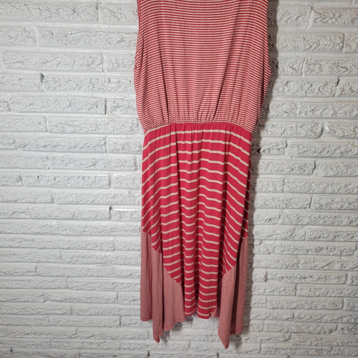 Style Co Womens Dress XL Tank Sheath Pink Strip Handkerchief Heme Rayon Blend