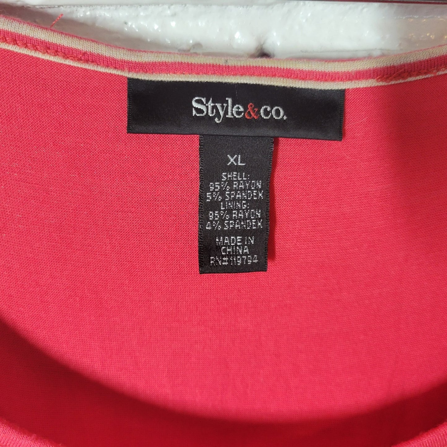 Style Co Womens Dress XL Tank Sheath Pink Strip Handkerchief Heme Rayon Blend