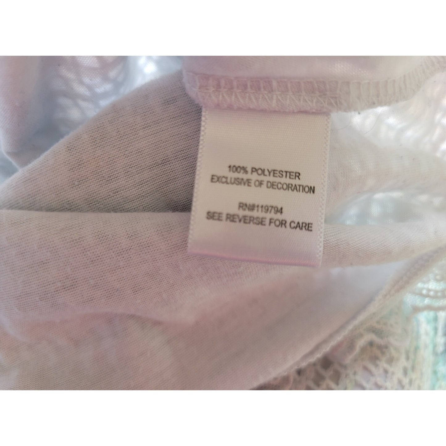 Live Let Live Womens Top XXXL Plus Short Sleeve Crochet Lace Hem Blue Sequins