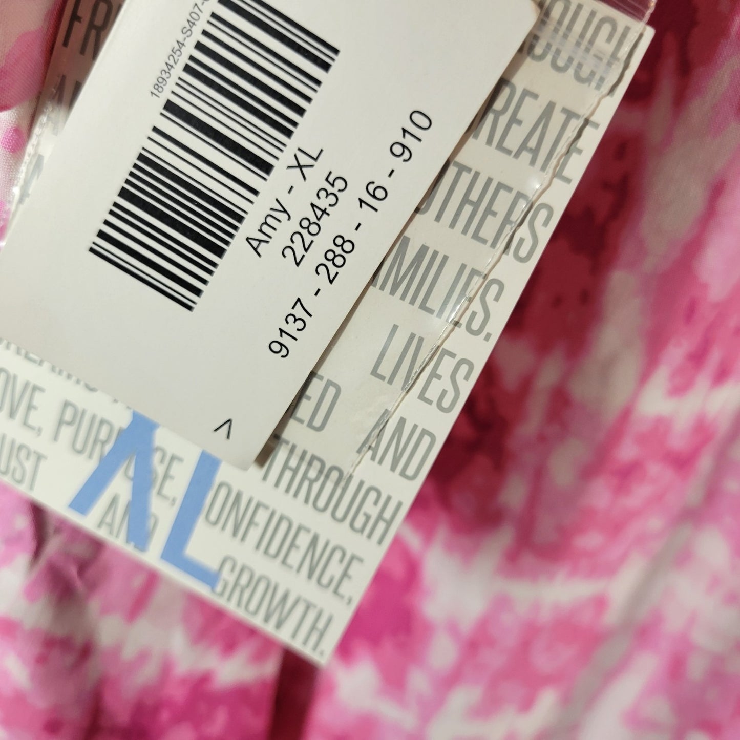 LuLaRoe Amy XL Top Blouse Pink White Tie Dye Collared Button Pockets TIE29E