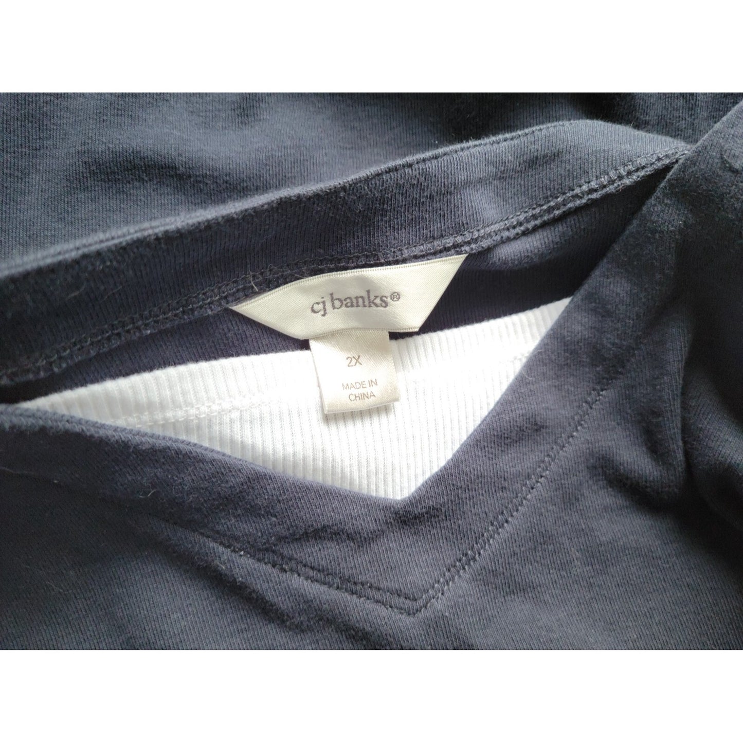 CJ Banks Womens Top 2X Plus Tee Short Sleeve Blue Cotton Basic Casual Stretch