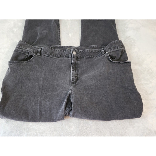 Lee Womens Jeans 26W Plus M Relaxed Fit Straight Leg Crop Black Denim Zip Fly