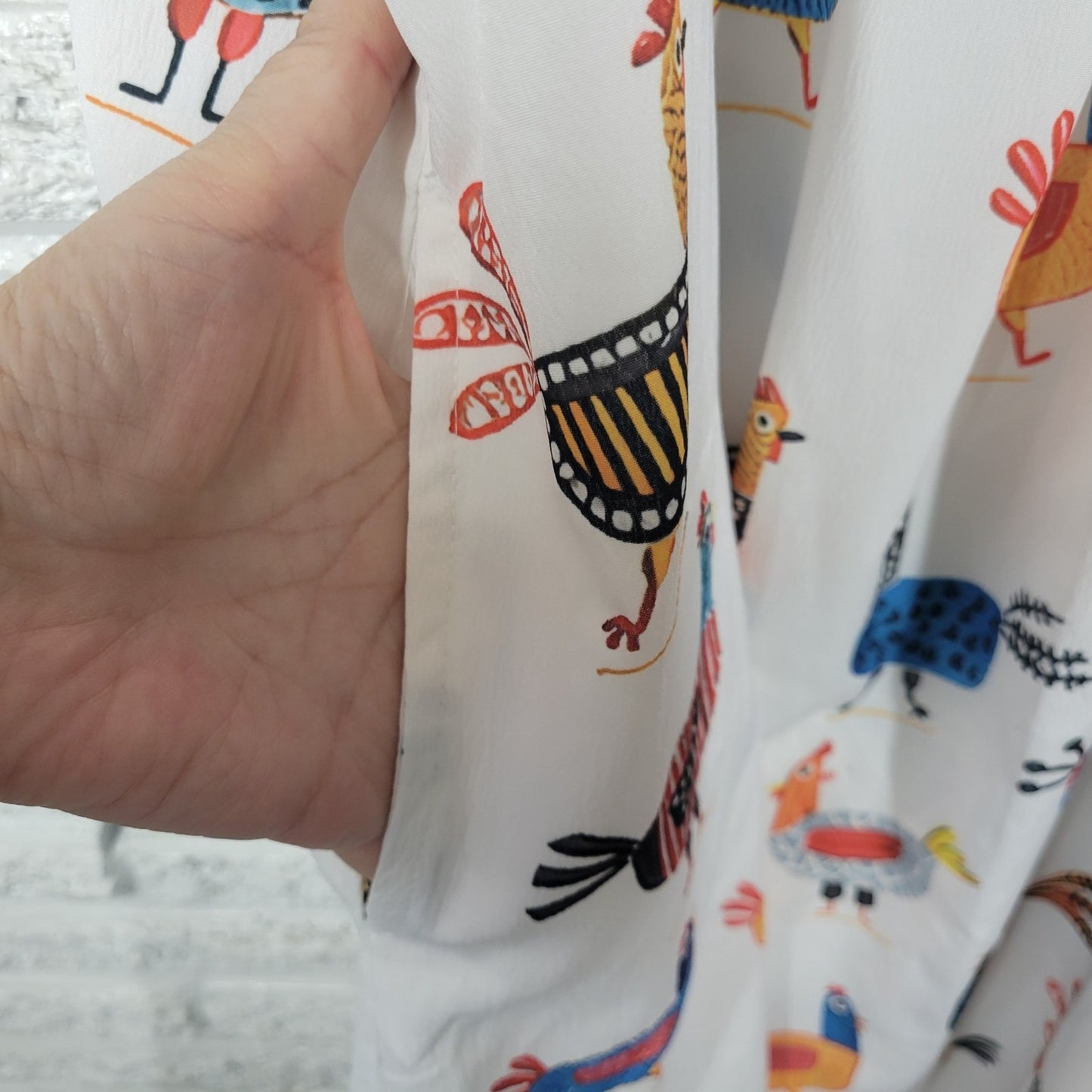 Women Dress 4XL Plus Fit Flare Short Sleeve White Chickens All Over Casual Artsy