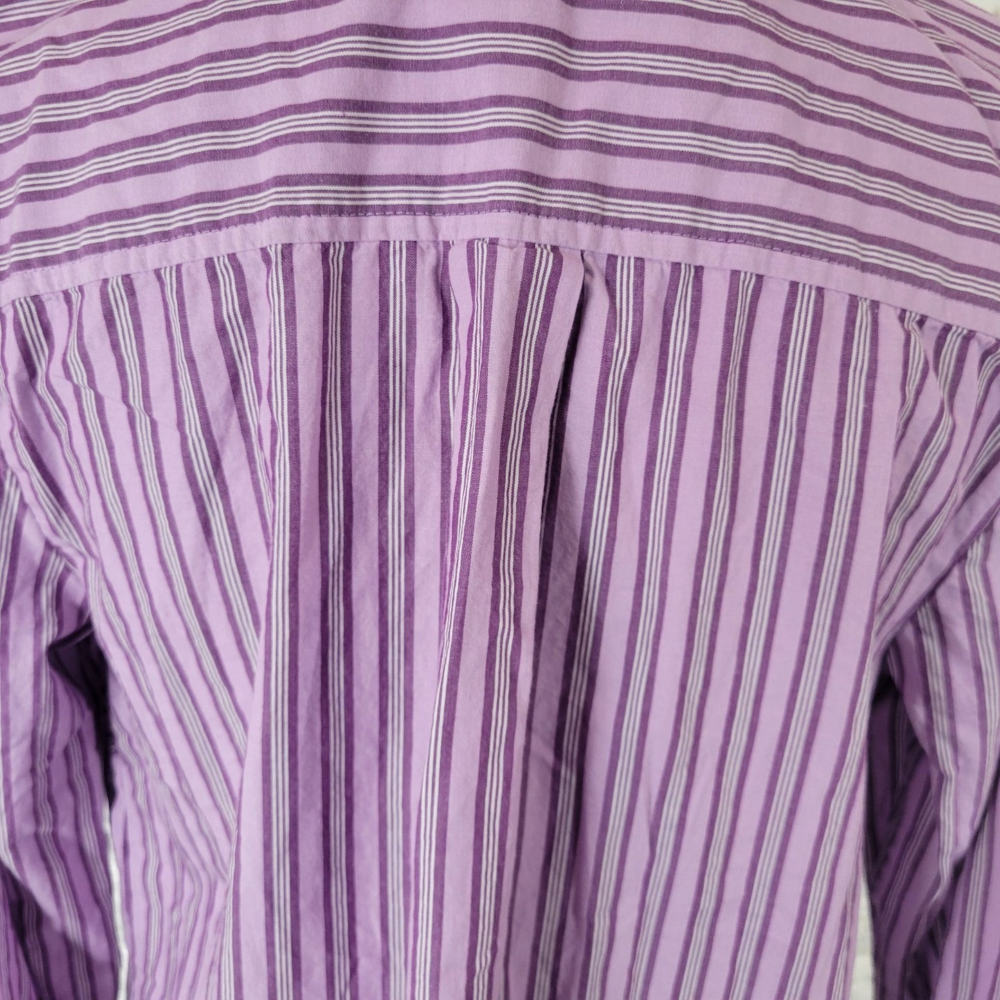 Roamans Womens Top 16W Plus Long Sleeve Button Up Purple Stripe Cotton Office