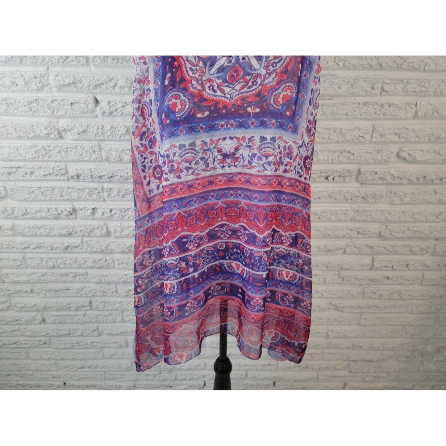 Live Let Live Womens Top 1X Sleeveless Asymmetric Blue Floral Polyester Crochet