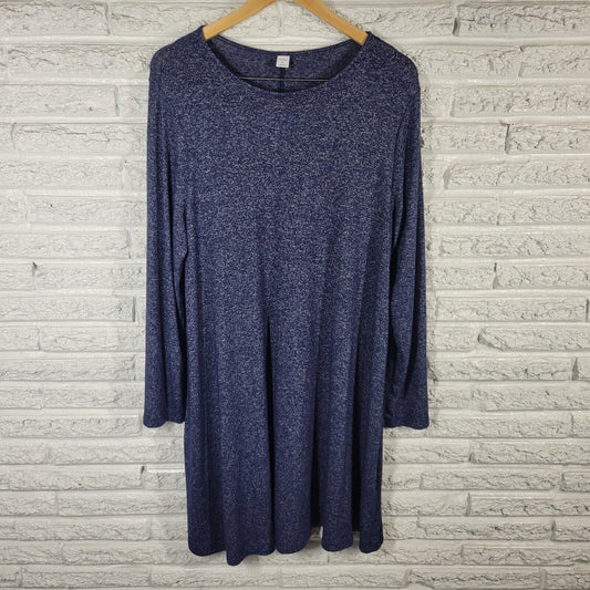 Old Navy Women Dress XL Long Sleeve Blue Heather Pullover Lightweight Knit Comfy