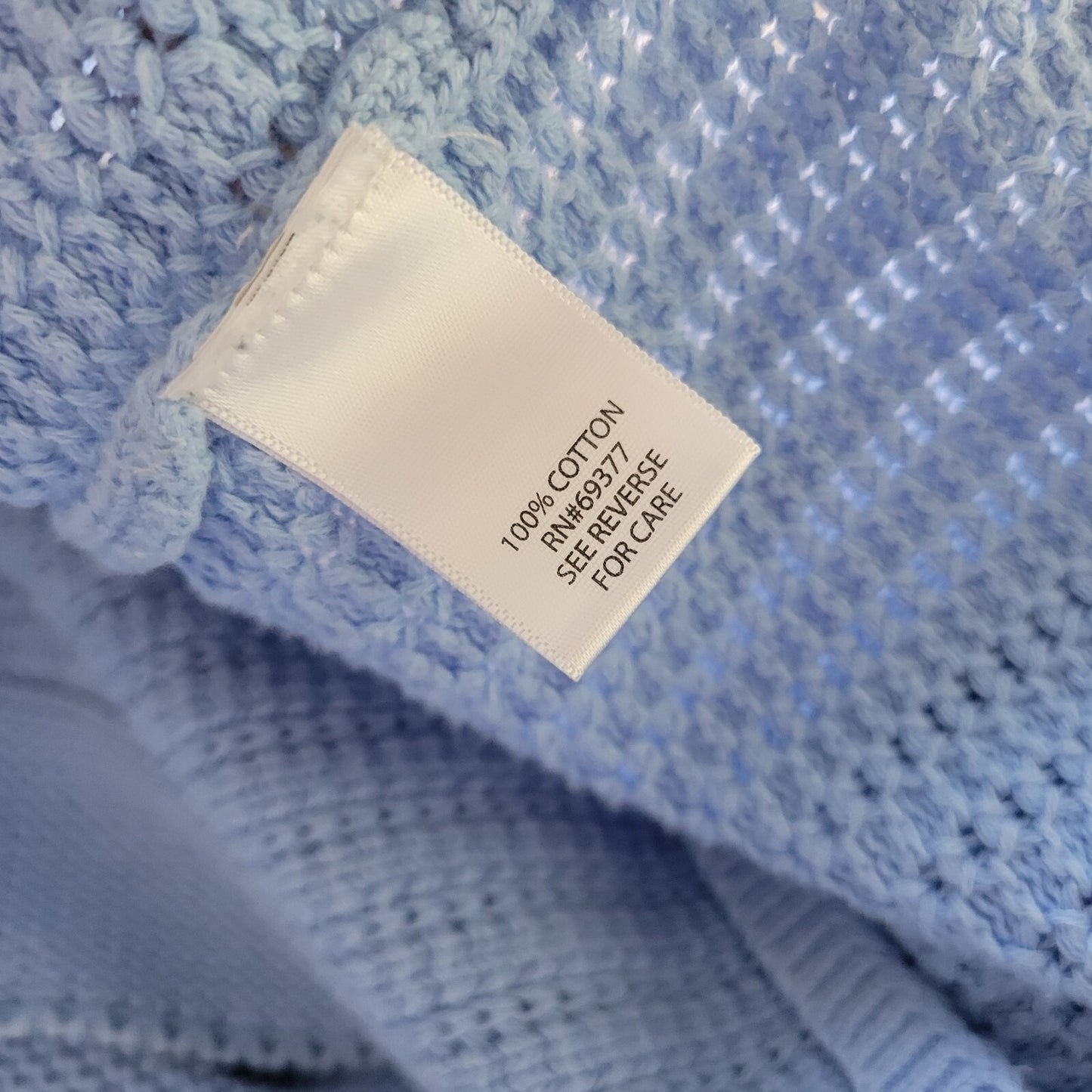 Croft Barrow Womens Sweater Extra Large XL Two Button Faux Pockets Cotton Blue